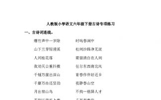 小學(xué)六級語(yǔ)文古詩(shī)句總復習