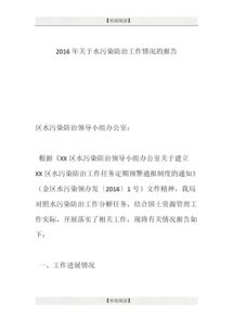 水污染防治規劃情況總結報告范文(水污染治理情況報告)