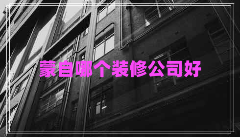 蒙自哪個(gè)裝修公司好