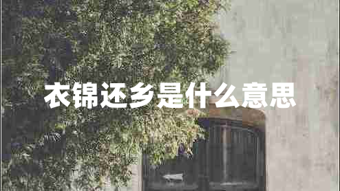 衣錦還鄉是什么意思