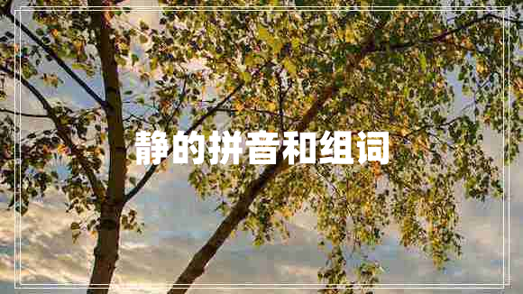 靜的拼音和組詞