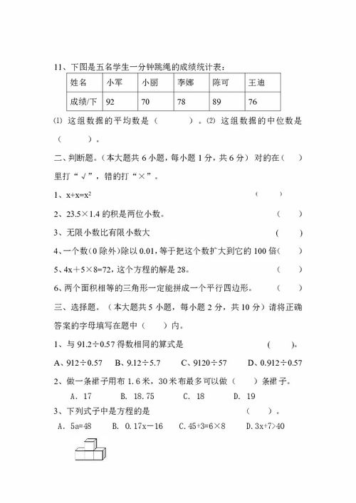 2013五級上冊數學(xué)期末考試注意事項
