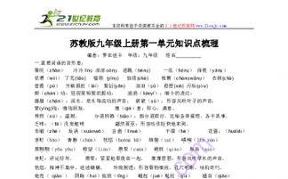 蘇教版語(yǔ)文九級基礎知識