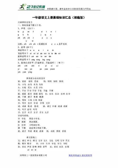 一級下語(yǔ)文基礎知識點(diǎn)