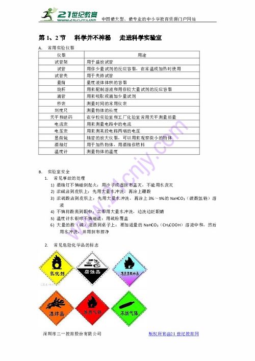 浙教版初中科學基礎知識